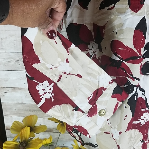 Draper's & Damon's, 0205, Red, black Floral Jacket, Sz M - Picture 6 of 8